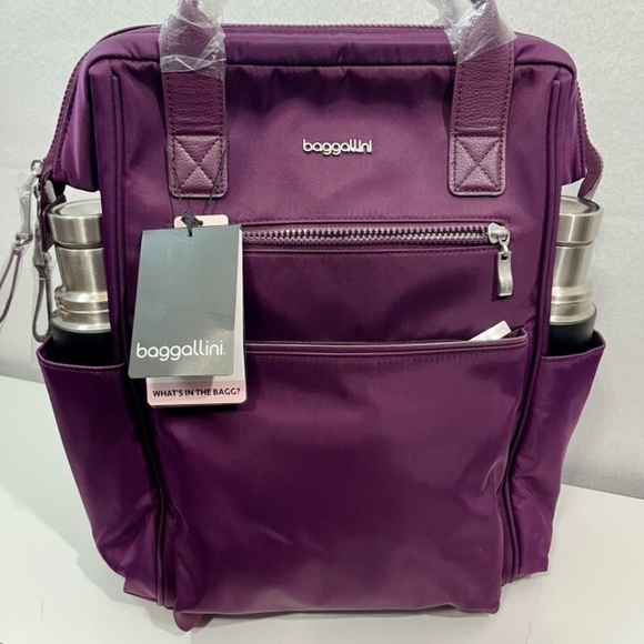 Baggallini Soho Backpack RFID Travel Laptop Backpack NWT Mulberry Washable - Picture 7 of 12